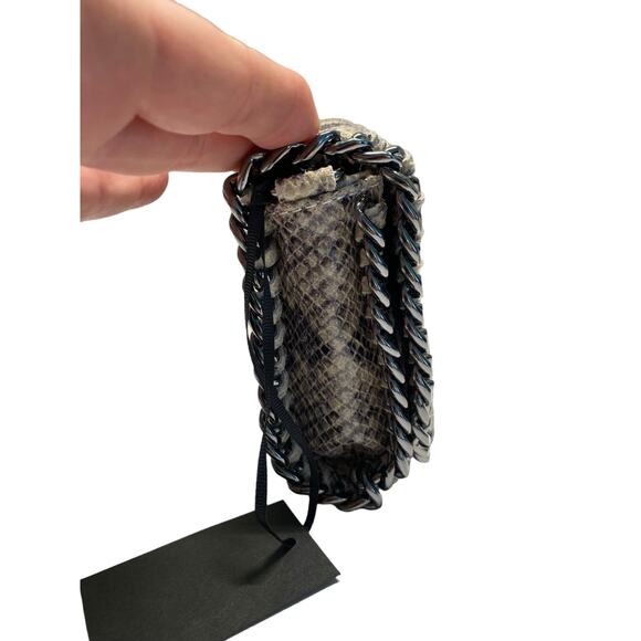 Snake Print Crossbody Bag with Chain Strap - Picture 3 of 8